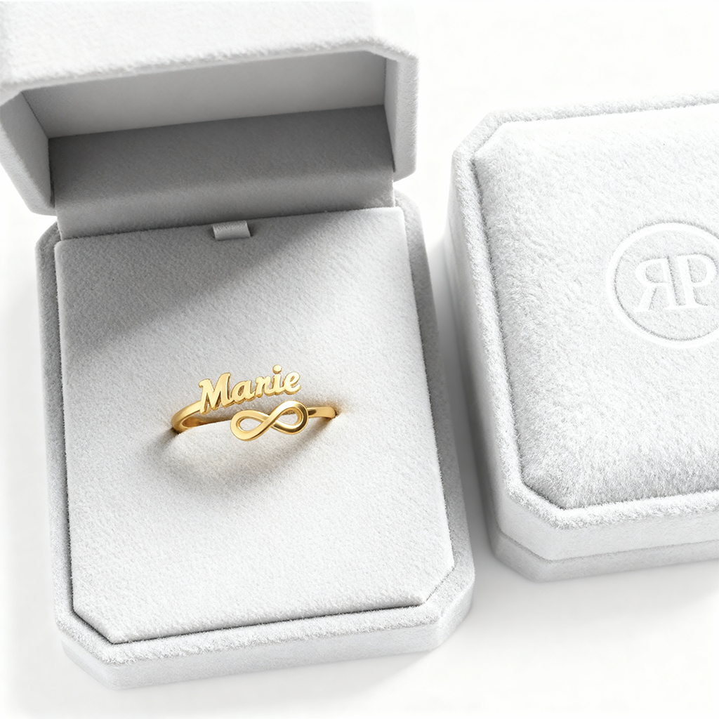 Regulowany pierścionek z imieniem "Eternal Bond"