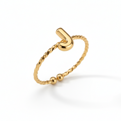 Regulowany pierścionek z literą "Minimalistyczny"