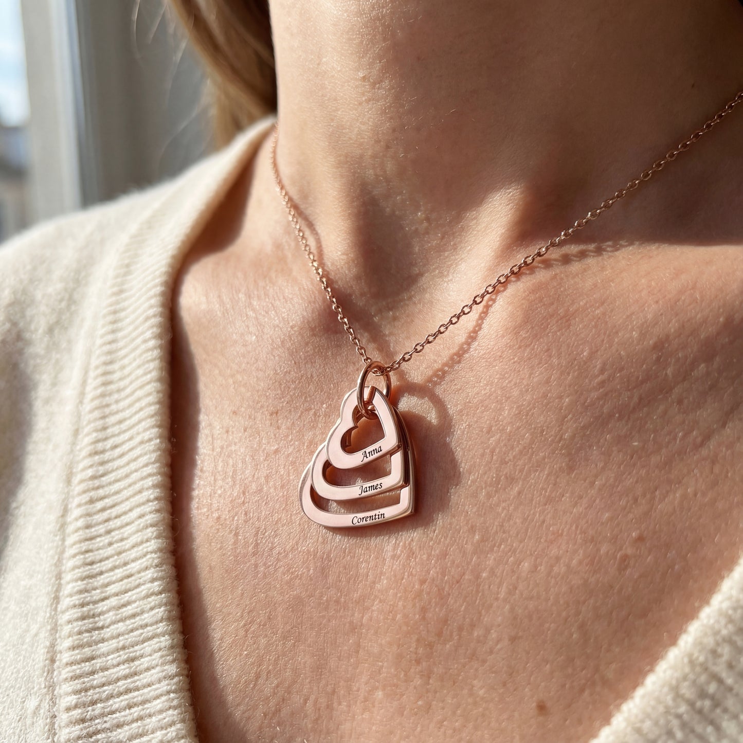 Naszyjnik z imieniem "Zagnieżdżone Serca"