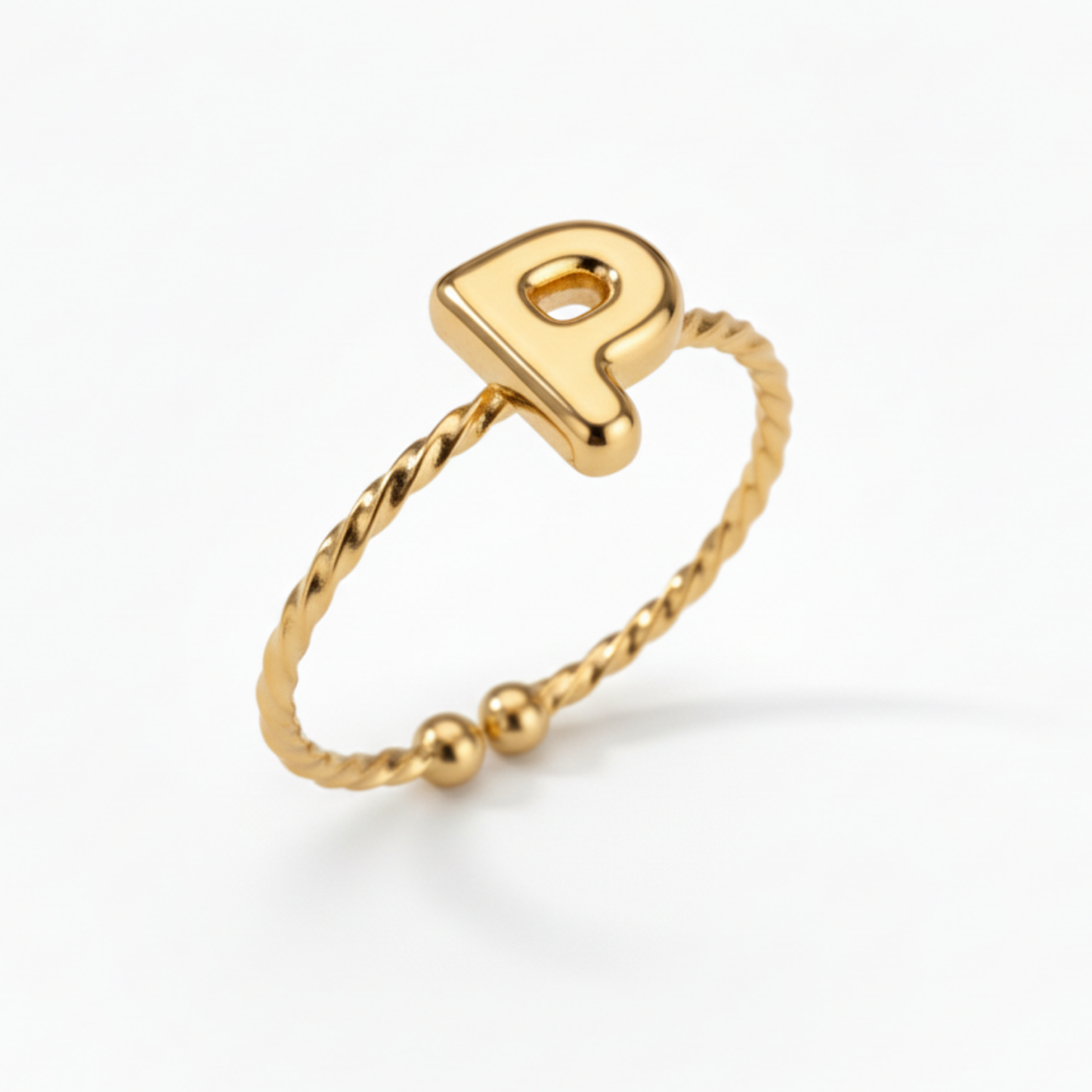 Regulowany pierścionek z literą "Minimalistyczny"