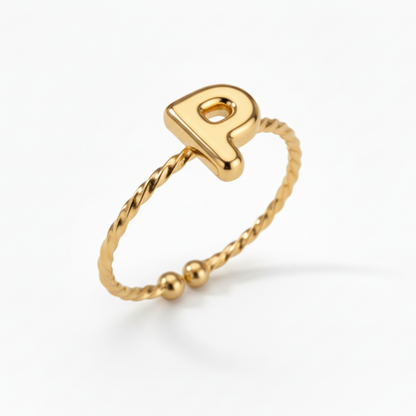 Regulowany pierścionek z literą "Minimalistyczny"