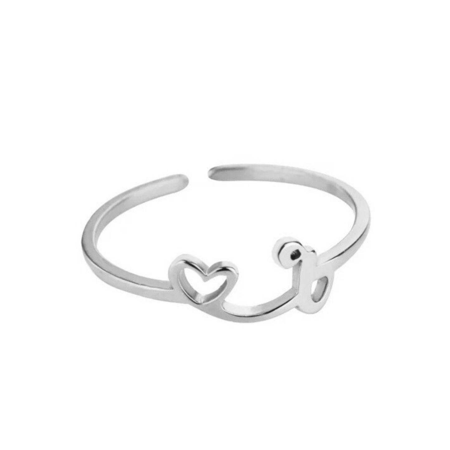 Regulowany pierścionek z literą "Pretty"