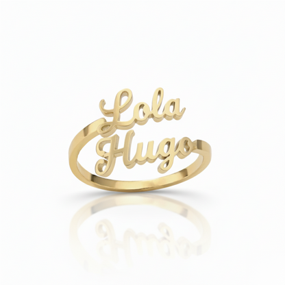 Regulowany pierścionek z imieniem "Double Script"