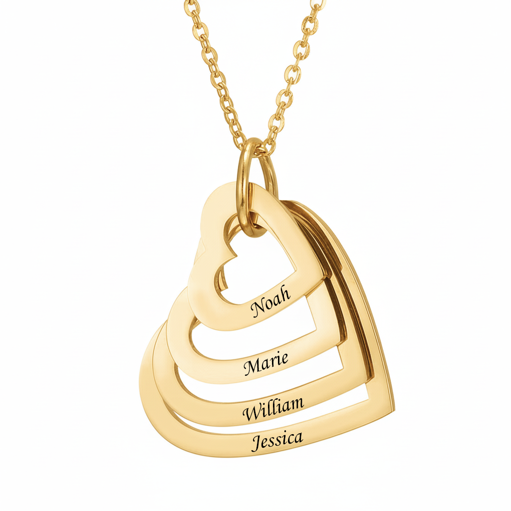 Naszyjnik z imieniem "Zagnieżdżone Serca"
