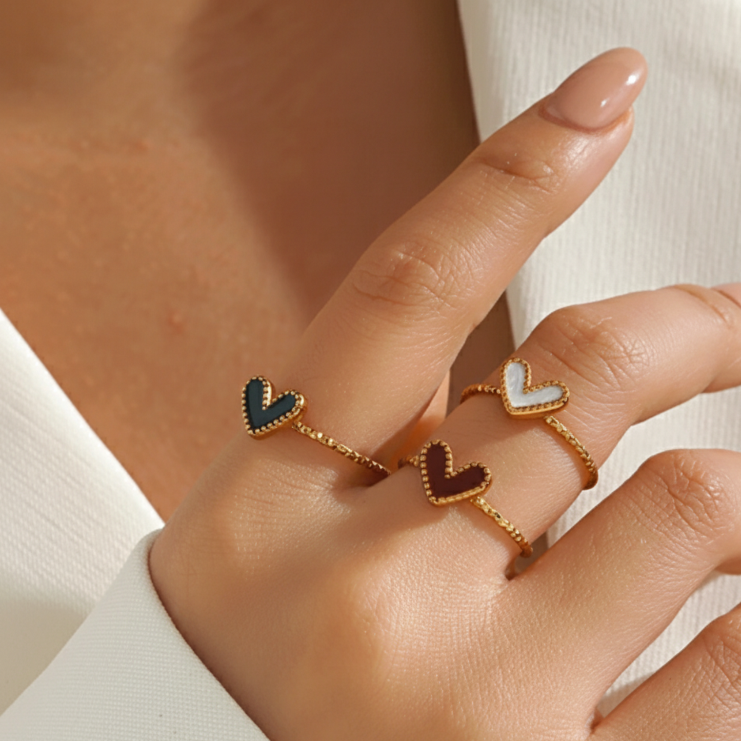 Regulowany pierścionek "Luna Heart"