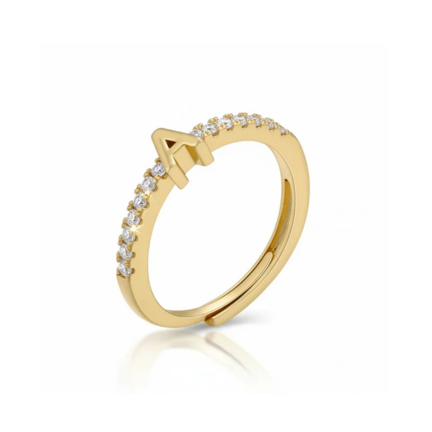 Regulowany pierścionek z literą "Sparkle"