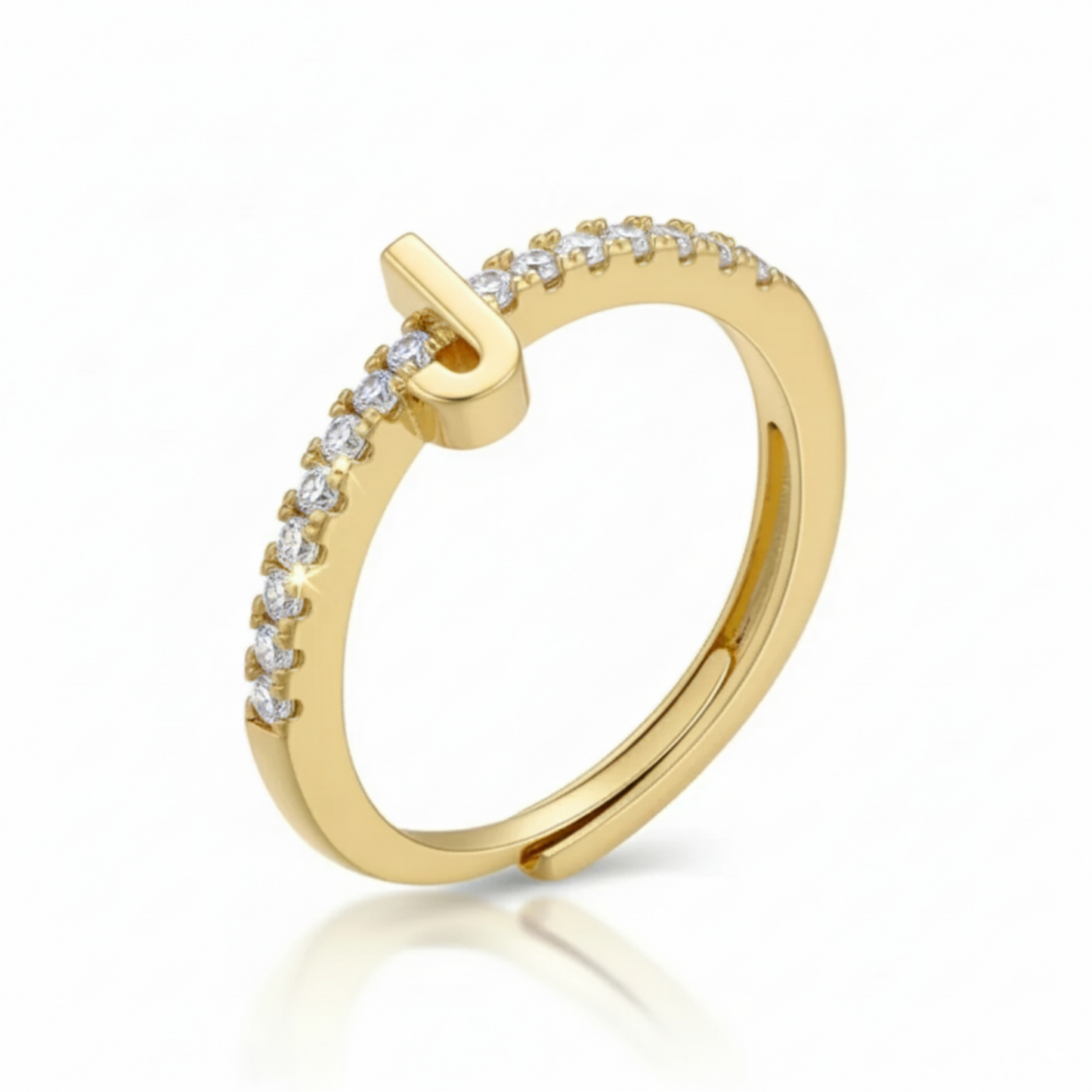 Regulowany pierścionek z literą "Sparkle"