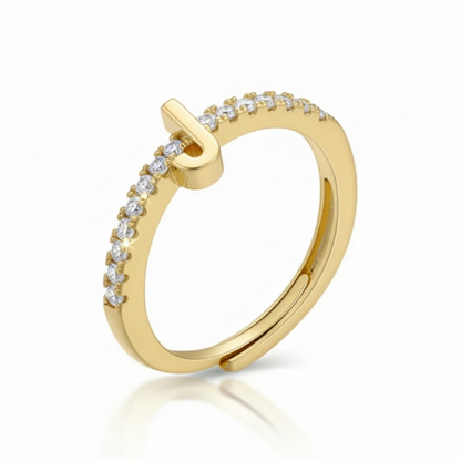 Regulowany pierścionek z literą "Sparkle"