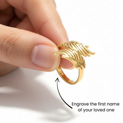 Regulowany pierścionek "Angel wings"