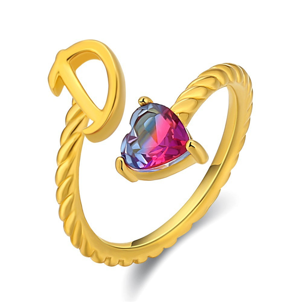 Regulowany pierścionek z literą "Mermaid Tail"