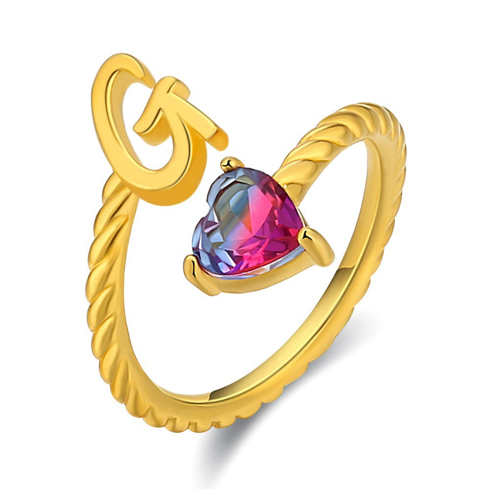 Regulowany pierścionek z literą "Mermaid Tail"