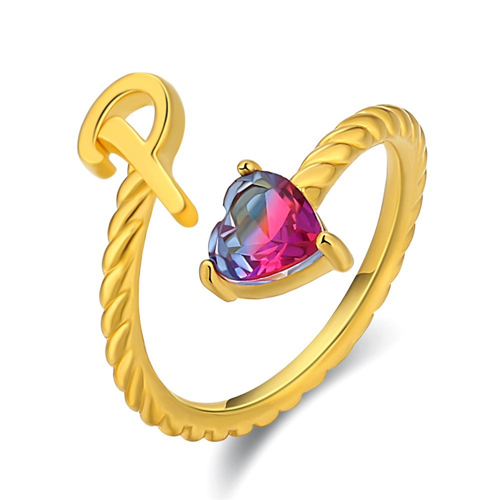 Regulowany pierścionek z literą "Mermaid Tail"