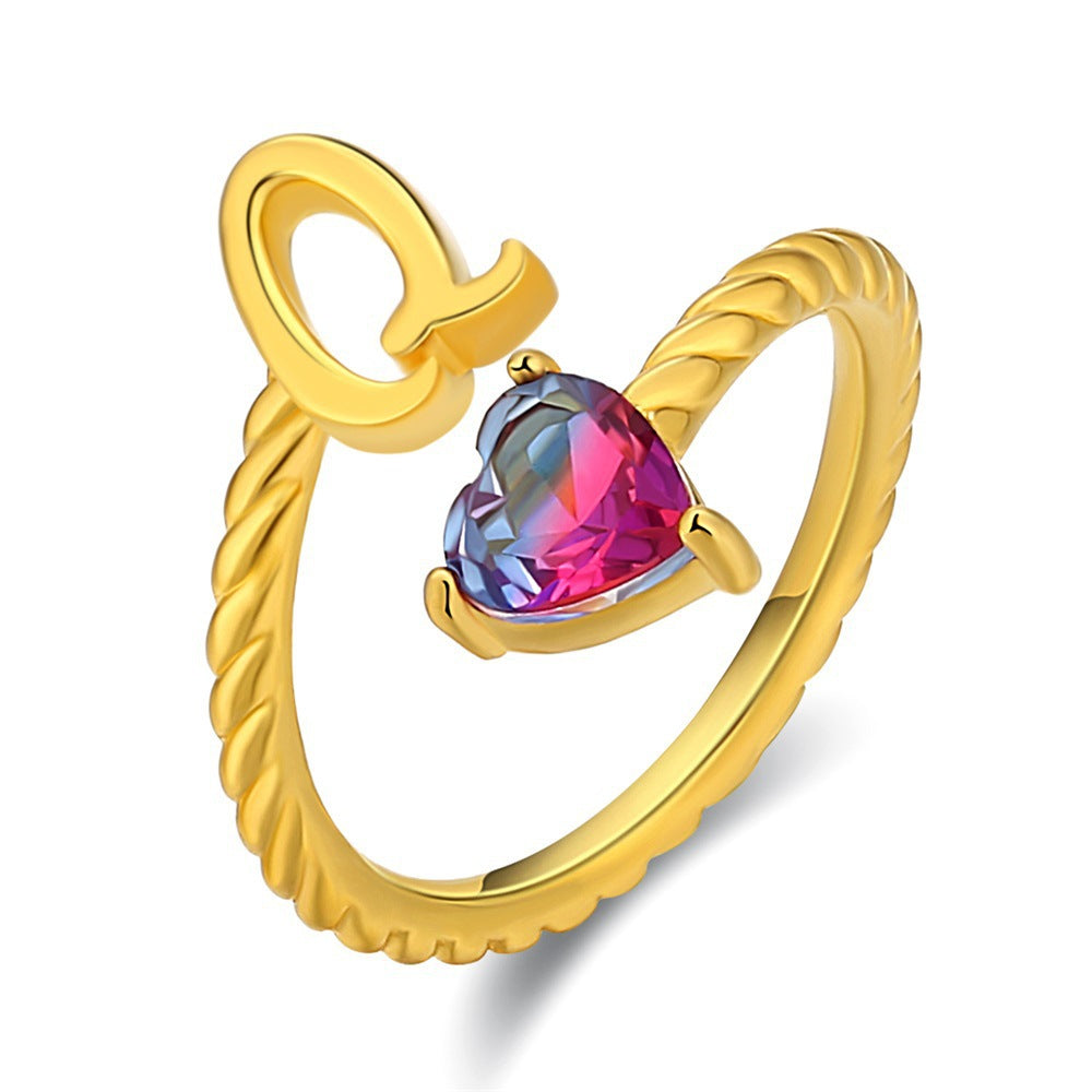 Regulowany pierścionek z literą "Mermaid Tail"