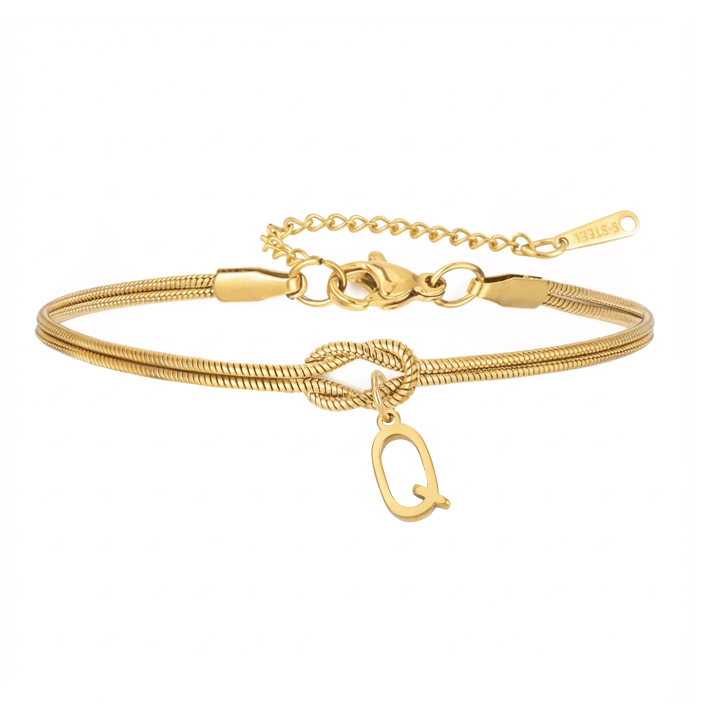 Podwójna bransoletka z inicjałami "Knot"