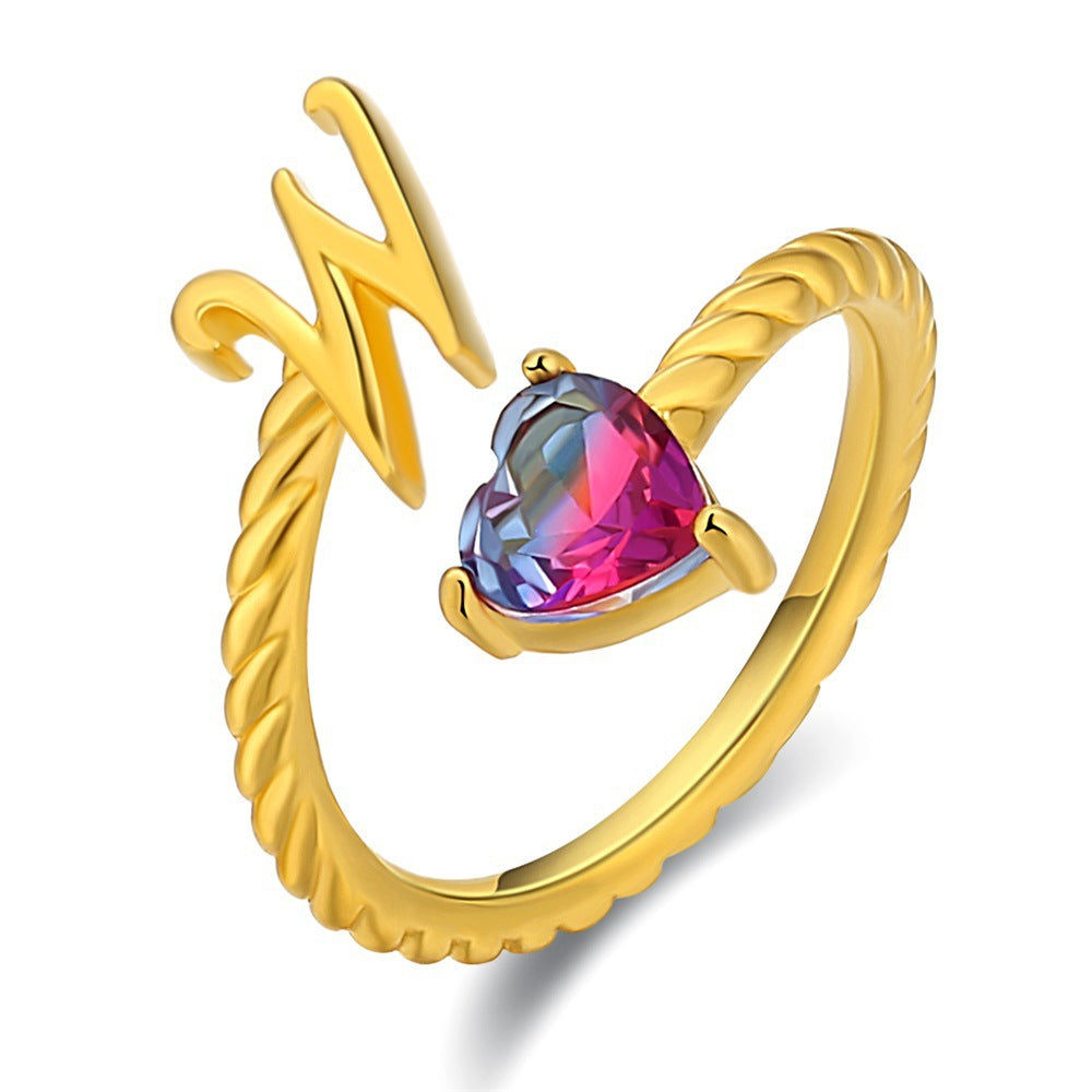 Regulowany pierścionek z literą "Mermaid Tail"