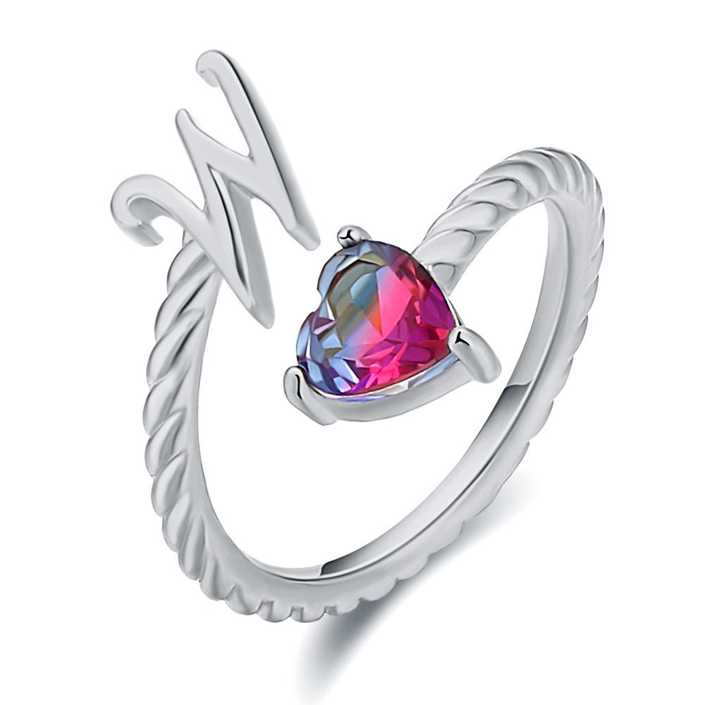 Regulowany pierścionek z literą "Mermaid Tail"