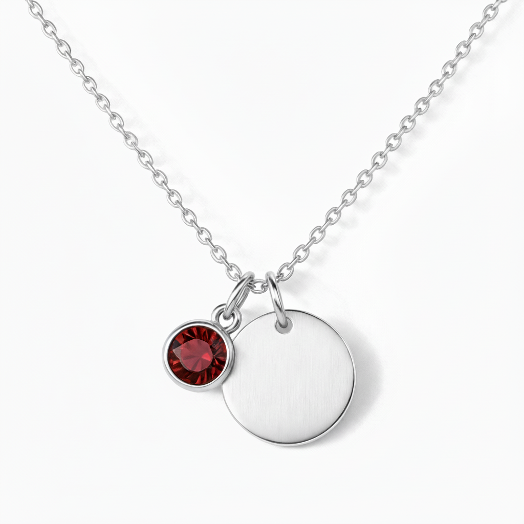 Grawerowany naszyjnik "Birthstone Disc"