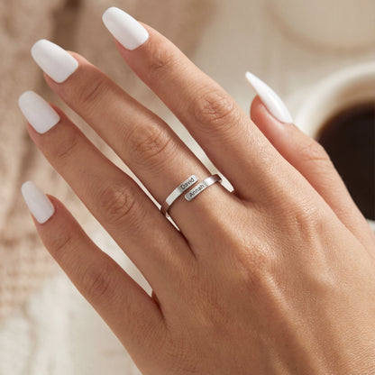 Regulowany podwójny pierścionek z imionami "Dual Soul"