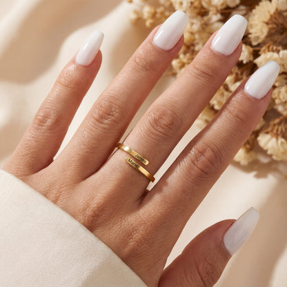 Regulowany podwójny pierścionek z imionami "Dual Soul"