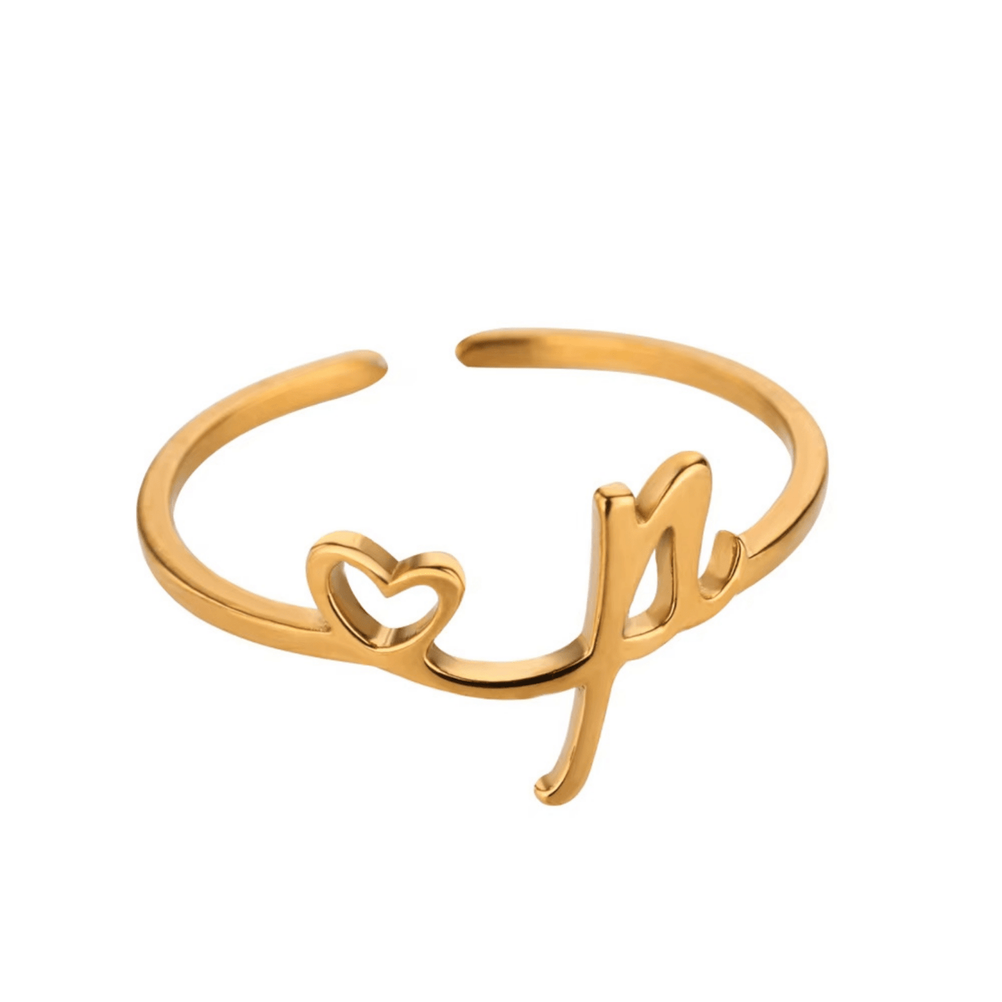 RICCARDI - BAGUE AJUSTABLE "Initial Heart Ring" - Riccardi