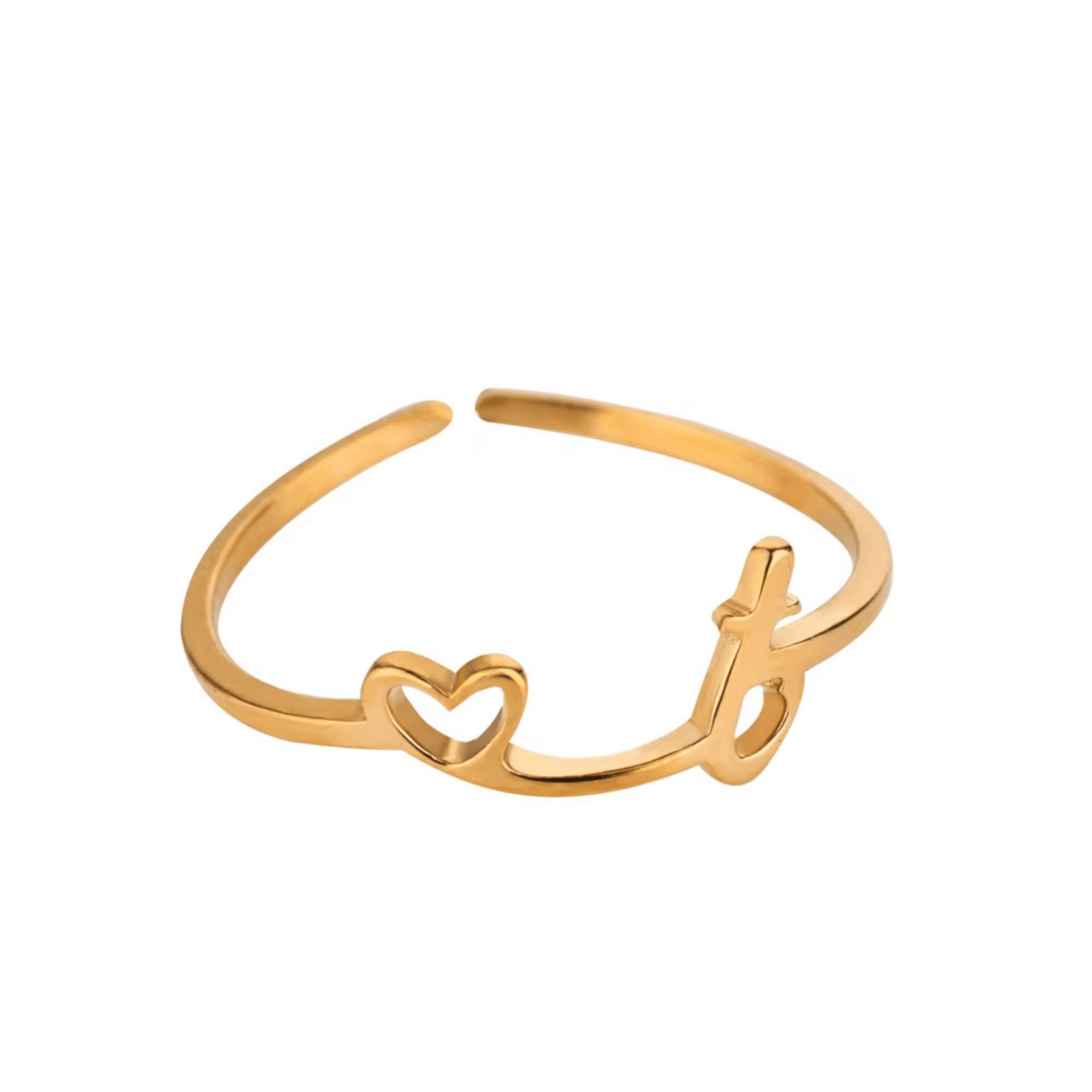 RICCARDI - BAGUE AJUSTABLE "Initial Heart Ring" - Riccardi