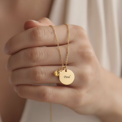 Grawerowany naszyjnik "Birthstone Disc"