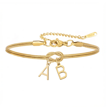 Podwójna bransoletka z inicjałami "Knot"