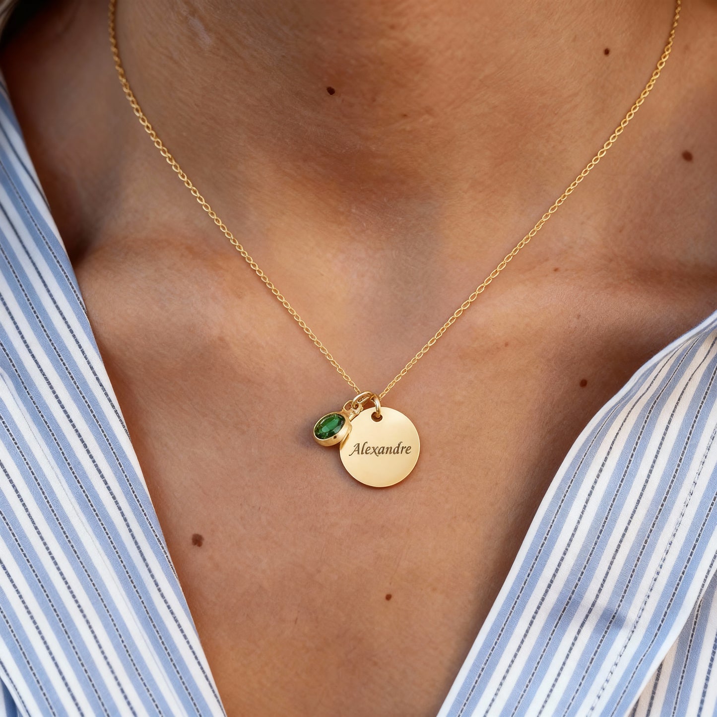 Grawerowany naszyjnik "Birthstone Disc"